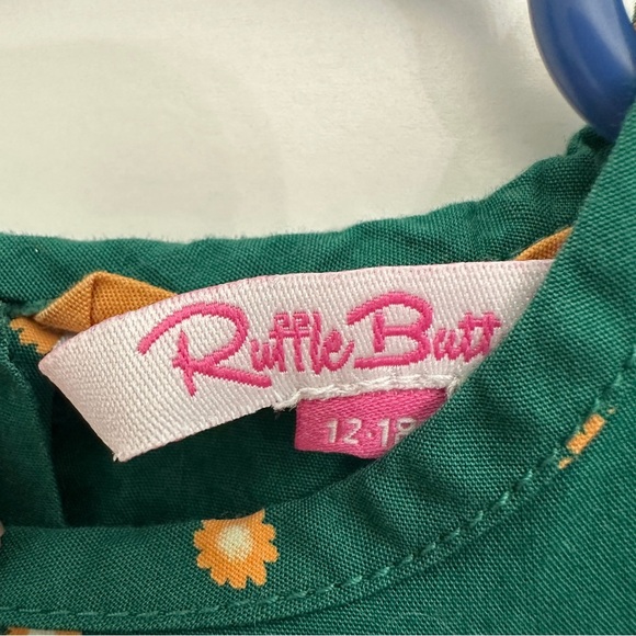 Ruffle Butts 12-18 Months Long Sleeve Bubble Romper Green - Picture 2 of 3
